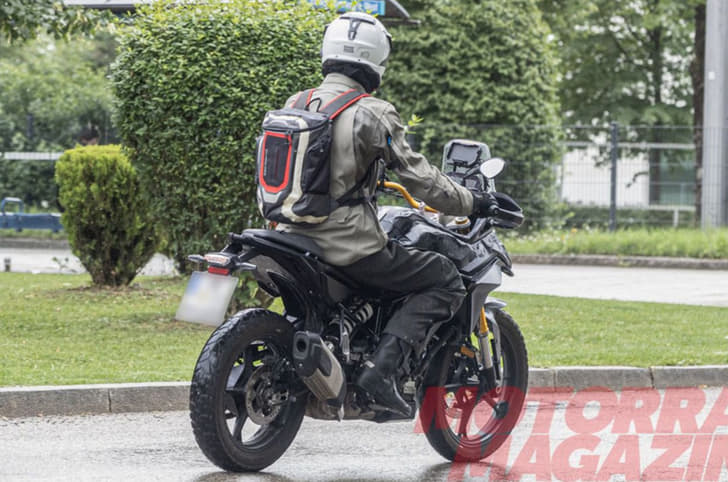 BMW F 450 GS test mule spied without accessories rear shot